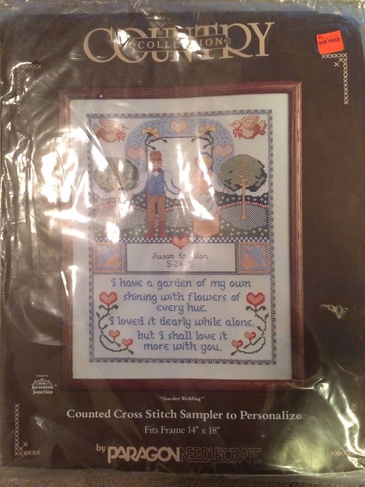 PARAGON Country Collection GARDEN WEDDING Counted Cross Stitch Sampler Kit 2055 - $15.00