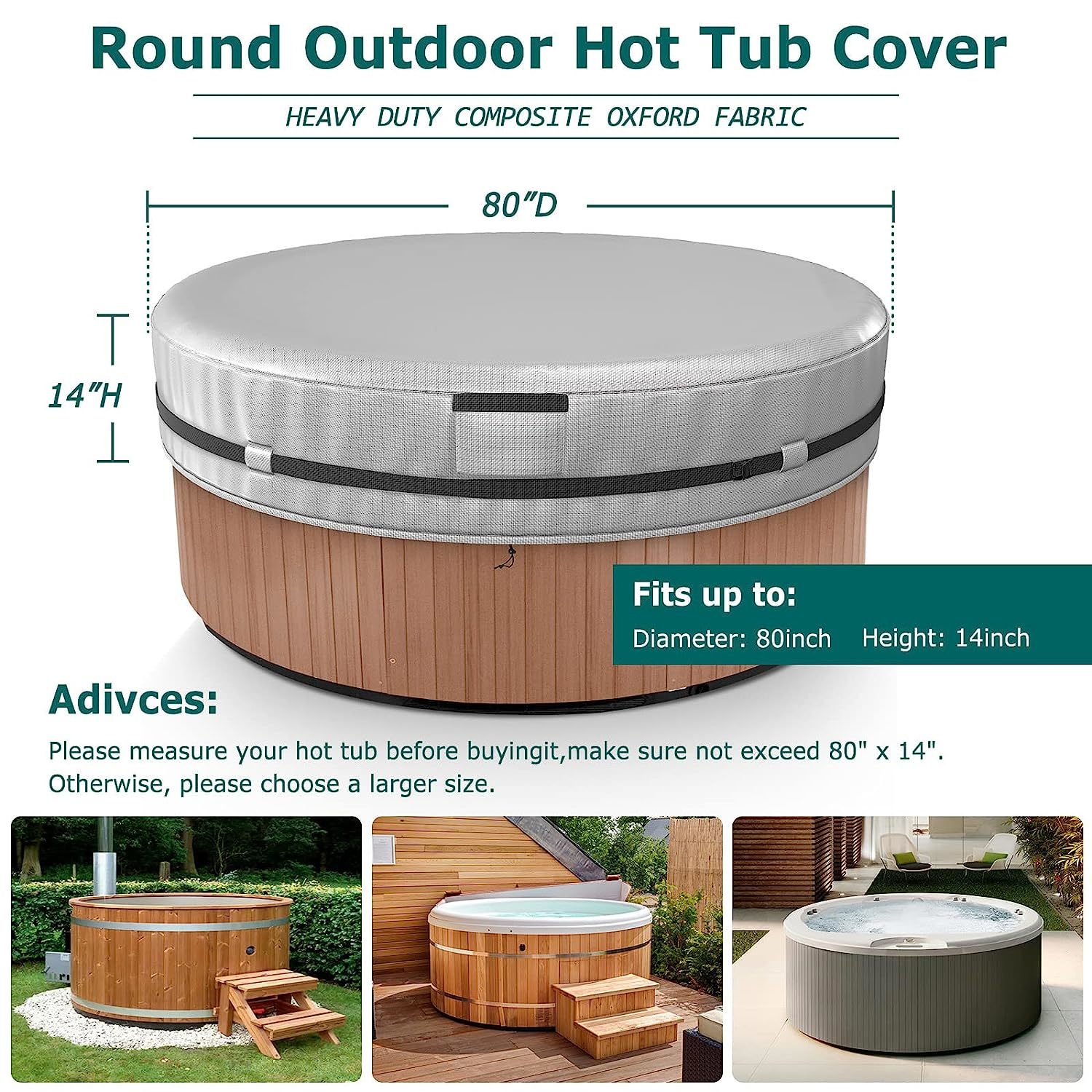 Round Hot Tub Cover, 600D Polyester Spa Covers For Hot Tub, Uv ...