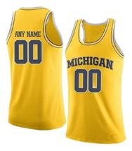 Any Name Number Michigan College Basketball Jersey Yellow image 1