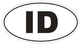ID Idaho EURO OVAL Bumper Sticker or Helmet Sticker D458 Indonesia Country Code - $1.39