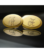 9kt rose gold cufflinks Victorian 1800&#39;s initials F M signet hallmark we... - $195.00