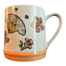 Seeds and Sunshine Coffee Mug, Cup Orange Bees and Flowers Gold Trim - $10.88