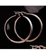 14k GOLD Earrings large white gold hoops Italian pierced gold Jewelry bo... - $195.00