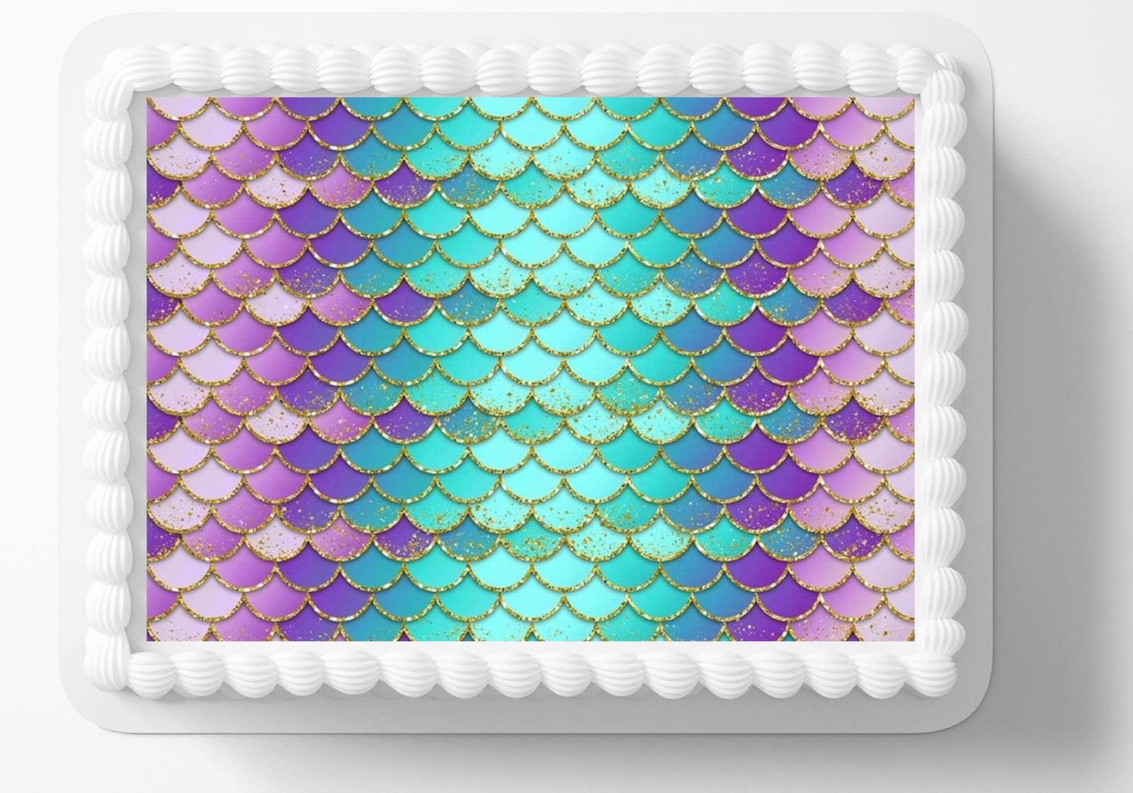 Mermaid Scales Edible Image Edible Cake Border Side Strips Topper