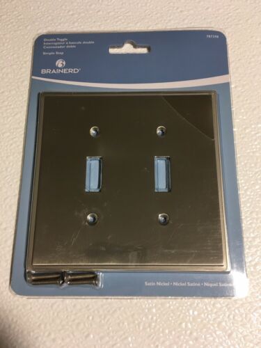 3 • BRAINERD Simple Step 2-Gang Toggle Switch Wall Plate ~ Satin Nickel ~ 787398 - $29.07