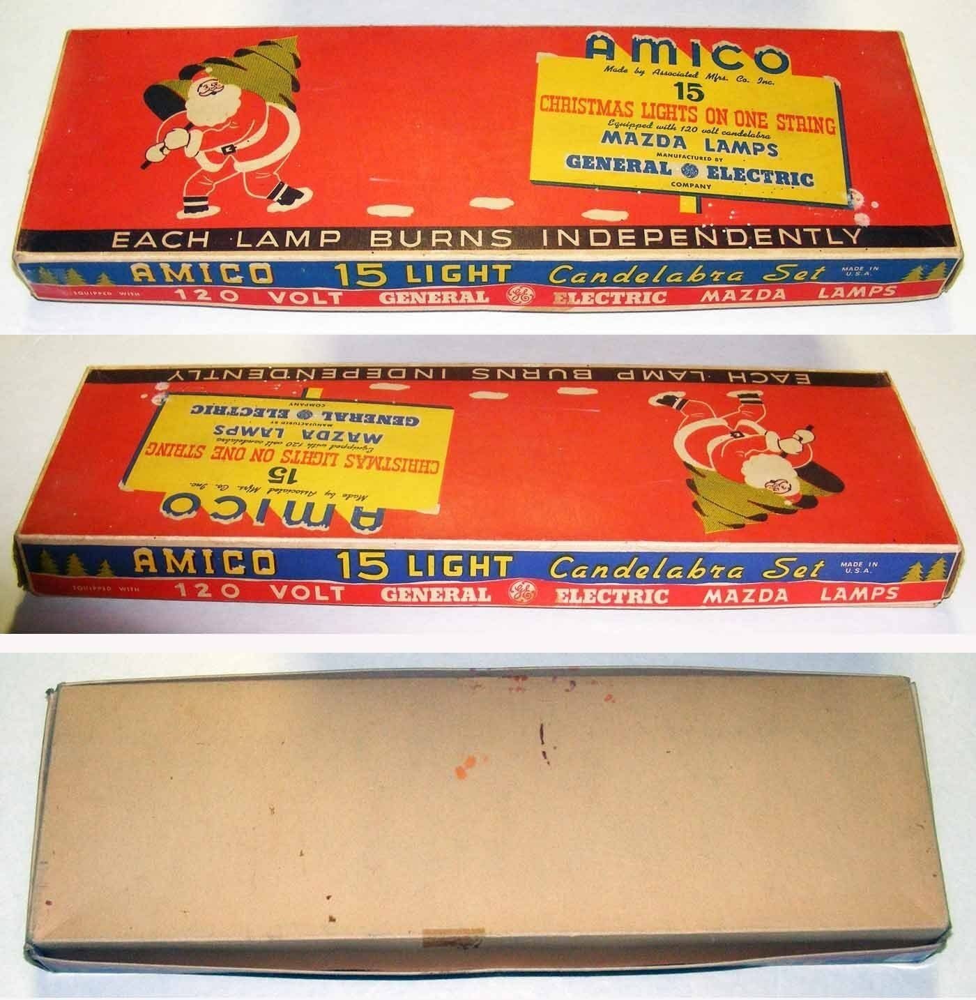 Vintage C7 AMICO Christmas Lights with 15 Ceramic Bulbs IOB Lights