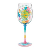 Lolita Beach Life "Designs by Lolita" Wine Glass 15 oz Gift Boxed Hand Painted image 2