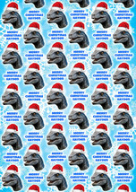 Blue Jurassic World Personalised Christmas Gift Wrap - Disney Wrapping Paper - $4.89