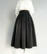 Black Midi Party Skirt Outfit Glitter Black A-line Midi Skirt High Waisted
