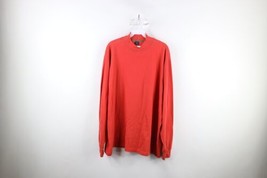 Vintage 90s Lands End Mens XL Faded Blank Mock Neck Long Sleeve T-Shirt Orange - $39.55