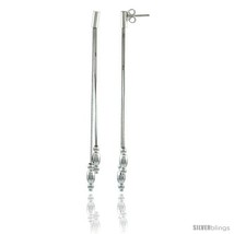 2 7/8in  Long Sterling Silver 3-Strand Italian Drop Earrings w/ Oval  - $42.90