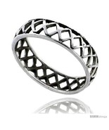 Size 6.5 - Sterling Silver Crisscross Cut-out Wedding Band Ring Band 3/1... - $13.98