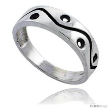 Size 6.5 - Sterling Silver Holes & Waves Wedding Band Ring 1/4 in  - $14.98