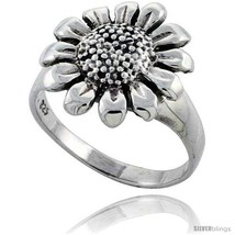 Size 9.5 - Sterling Silver Large Sunflower Ring 5/8 in wide -Style  - $25.92