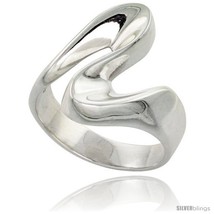 Size 9.5 - Sterling Silver Wave Ring High Polish Handmade 3/4 in  - $50.34