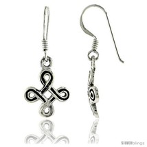 Sterling Silver Celtic Quaternary Knot Dangle Earrings, 1 1/4 in tall -Style  - $21.78