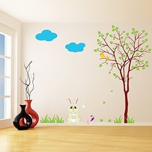 (31'' x 27'') Vinyl Wall Kids Decal Rabbit with Tree / Art Home Baby Bunny, B... - $31.25