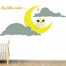 (47'' x 22'') Vinyl Wall Kids Decal Little Owlet and Crescent Moon, Clouds / ... - $35.56