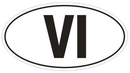 VI U.S. Virgin Islands Country Code Oval Bumper Sticker or Helmet Sticker D912 - $1.39+