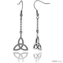 Small Stainless Steel Celtic Triquetra Trinity Dangle Earrings, 2 in (42 mm)  - $9.79