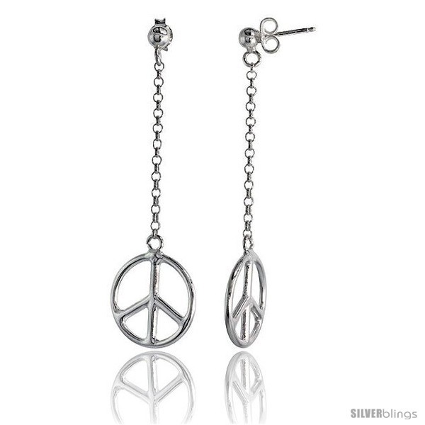 Sterling Silver Peace Drop Earrings, 2 3/8 in  - $44.56