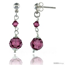 Sterling Silver Pink Sapphire Swarovski Crystals Drop Earrings, 1 1/4 in. (32  - $32.34