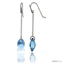 Sterling Silver Fish Blue Topaz Swarovski Crystals Drop Earrings, 2 5/8 in. (67  - $56.34