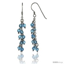 Sterling Silver Blue Topaz Swarovski Crystals Cluster Drop Earrings, 2 3/16 in.  - $53.94