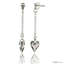 Sterling Silver Heart Clear Swarovski Crystal Drop Earrings, 2 1/8 in. (54 mm)  - $46.74