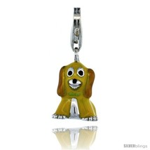 Sterling Silver Sitting Puppy Dog Charm for Bracelet, 5/8 in. (16 mm) tall,  - $30.36