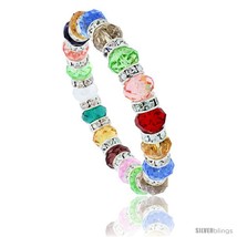 7 in. Multi Color Faceted Glass Crystal Bracelet on Elastic Nylon Strand (  - $12.25