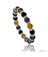 7 in Multi Color Faceted Glass Crystal Bracelet on Elastic Nylon Strand (  - $12.25