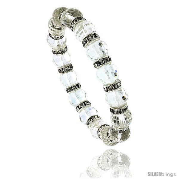 Primary image for 7 in. Faceted Glass Crystal Bracelet on Elastic Nylon Strand, 3/8 in. (10 mm) 