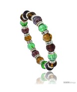 7 in Multi Color Faceted Glass Crystal Bracelet on Elastic Nylon Strand (  - $12.25