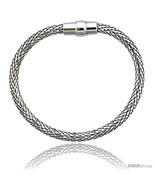 Sterling Silver Flexible Bangle Bracelet w/ Magnetic Clasp in White Gold  - $94.35