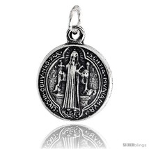 Sterling Silver Saint Benedict Round-shaped Medal Charm, 3/4 in (18 mm)  - $25.74