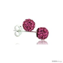 Sterling Silver Pink Tourmaline Crystal Ball Stud Earrings  - $14.55