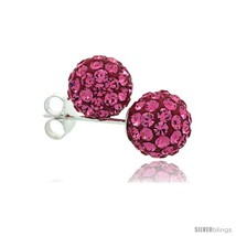 Sterling Silver Pink Tourmaline Crystal Ball Stud Earrings  - $18.25