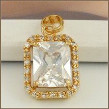Rectangle 14K Rose Gold Filled Emerald Cut Sparkling Clear Cubit Zircon Pendant