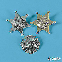 Gold & Silver Plastic Police Deputy & Firefighter Badges FREE SHIPPING 851621 - $5.95