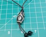 Vintage Painted Wood Bead Brown Corded Necklace - $7.92