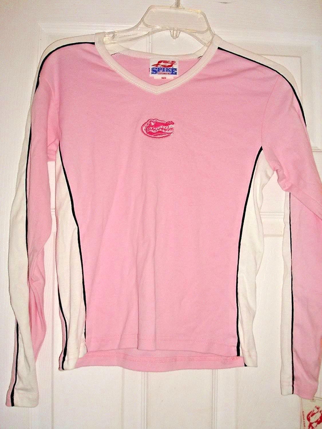 8.NCAA FLORIDA GATORS GIRL'S JUNIORS PINK EMBROIDERED LOGO LONG SLEEVE SHIRT NEW - $15.00