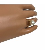 Vintage Sarah Coventry Ring Faux Pearl Prong Gold Tone Adjustable - $11.87
