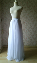 White Full Tulle Skirt White Floor Length Tulle Maxi Skirt Bridal Plus Size image 2
