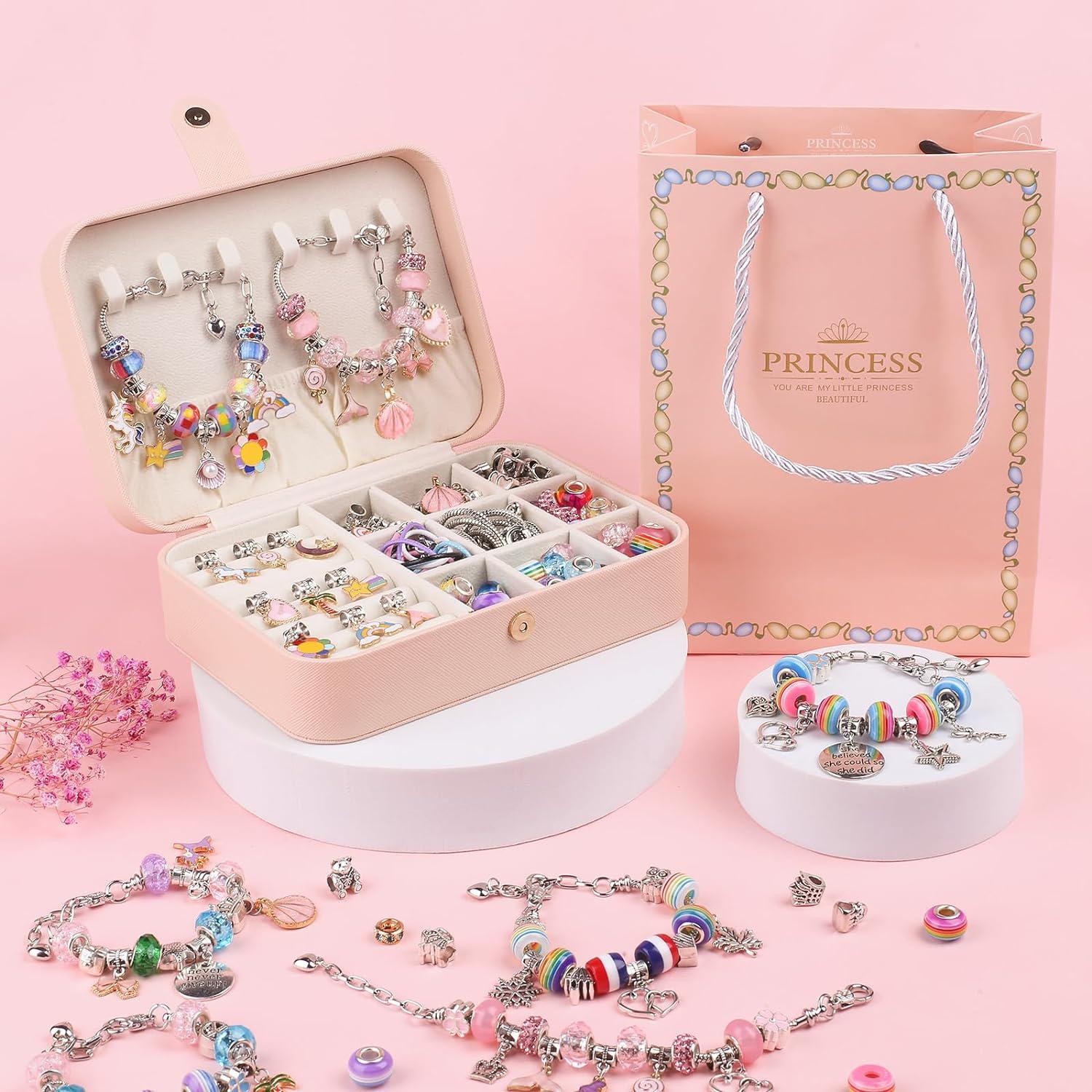  UFU Charm Bracelet Making Kit Girls Beads for Jewelry Making  Kit, Unicorns Arts Crafts Gifts Set for Teen Girls Age 5 6 7 8-12, with a  Portable Bracelet Organizer Box