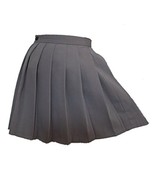 Women`s Japan School Plain Solid Pleated Summer Skirts (L,Dark grey ) - $23.75