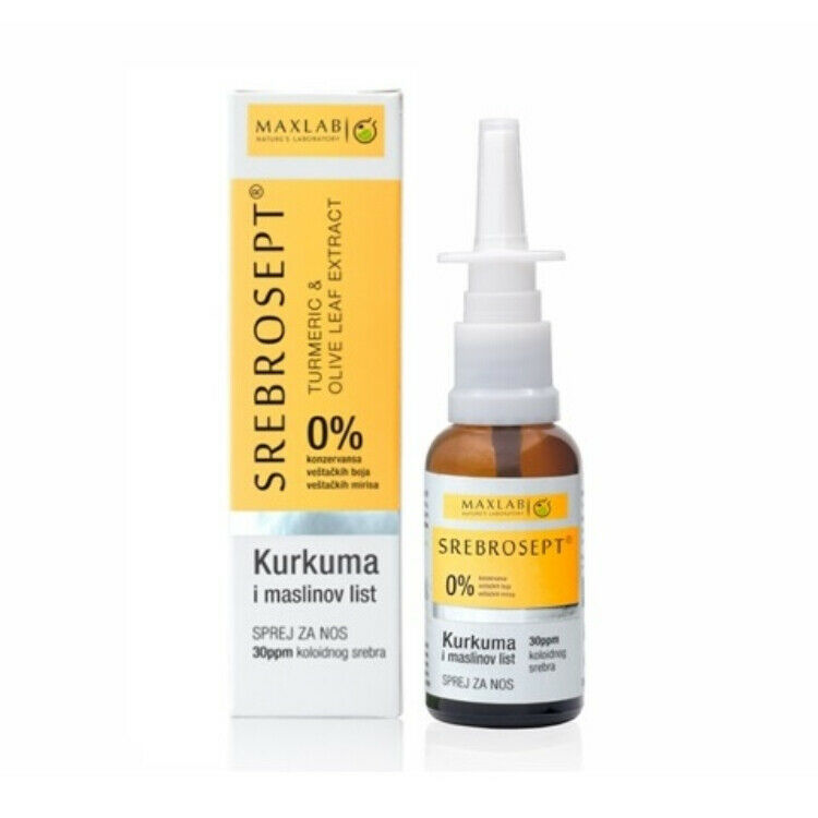 2X Srebrosept nasal spray turmeric + olive leaf 30ml Health Care
