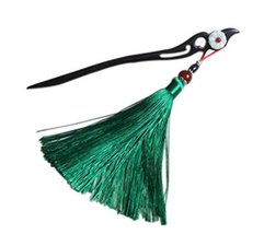 Classical Style Wooden Hairpin Clothing Accessories, Green Tassel