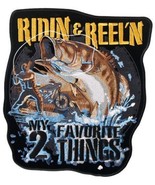 JUMBO 9W 10H RIDIN &amp; REEL&#39;N FISH MY 2 FAVORITE THINGS  Embroidered patch... - $14.98