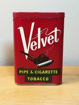 Vintage 50s Velvet Pipe & Cigarette Tobacco tin/packaging 1 5/8oz